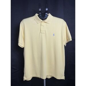 Men's Yellow Polo Ralph Lauren Custom Slim Fit Mesh Polo Shirt Large